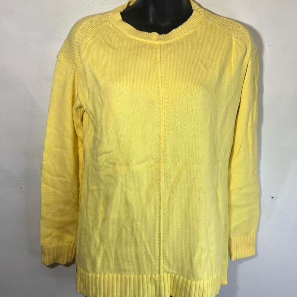 Vintage 90s Talbots cozy sweater, 100% cotton pastel yellow cozy southern